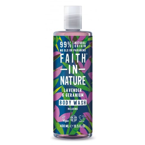 Levendula és Geránium tusfürdő - 400ml - Faith in Nature