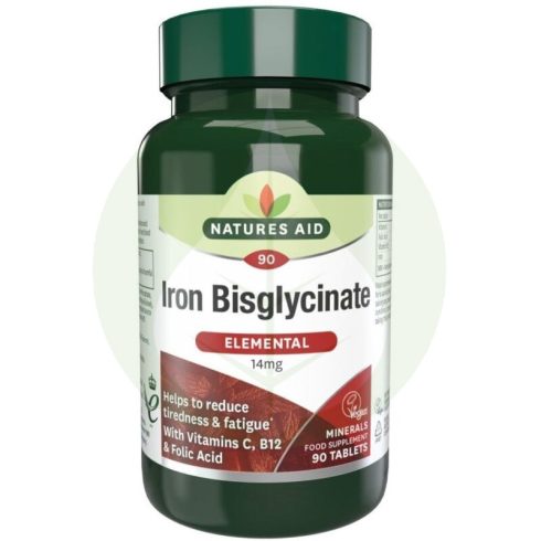 Iron Bisglycinate - Vas komplex tabletta - 90db - Natures Aid