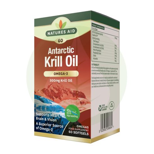 Krill olaj - Omega-3 lágykapszula - 500mg - 60db - Natures Aid